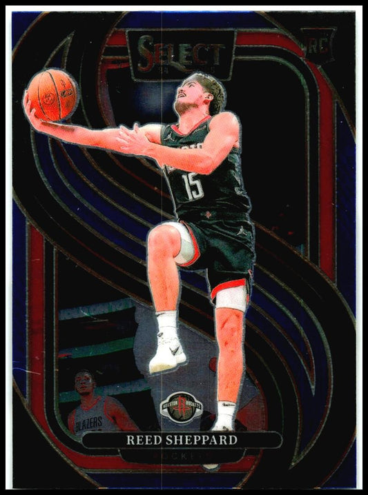 2024-25 Panini Select Blue Prizm #181 Reed Sheppard Rookie Houston Rockets