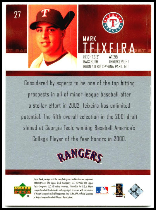 2004 Upper Deck #27 Mark Teixeira Texas Rangers