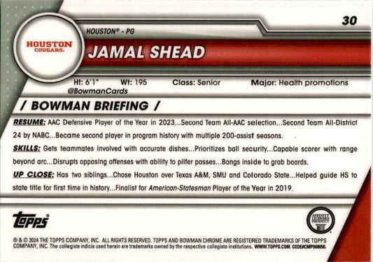 2023-24 Bowman University Chrome Pink #30 Jamal Shead