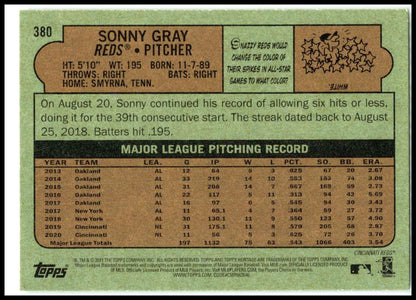 2021 Topps Heritage #380 Sonny Gray Cincinnati Reds