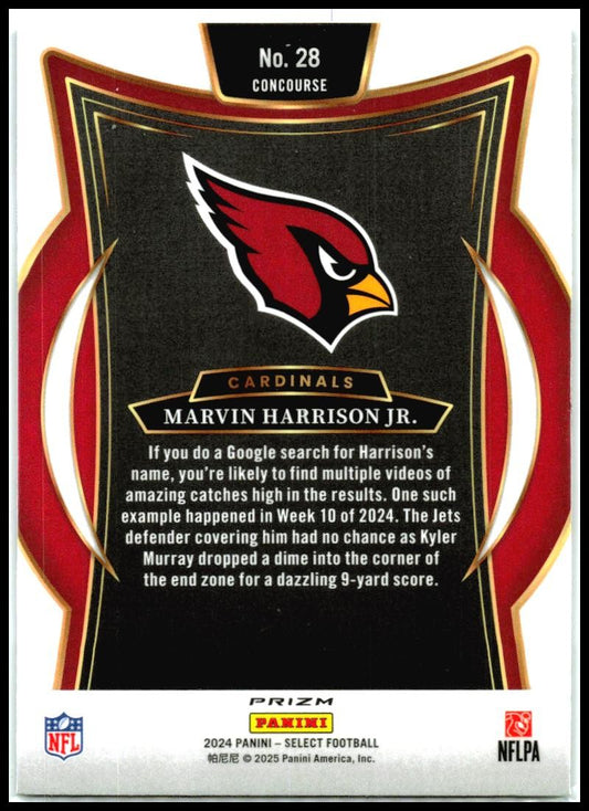 2024 Select Black & Green Prizm Shock #28 Marvin Harrison Jr. Rookie Arizona