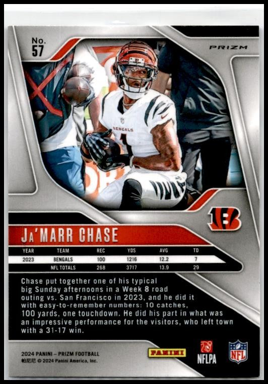 2024 Panini Prizm Red White and Blue #57 Ja'Marr Chase Cincinnati Bengals