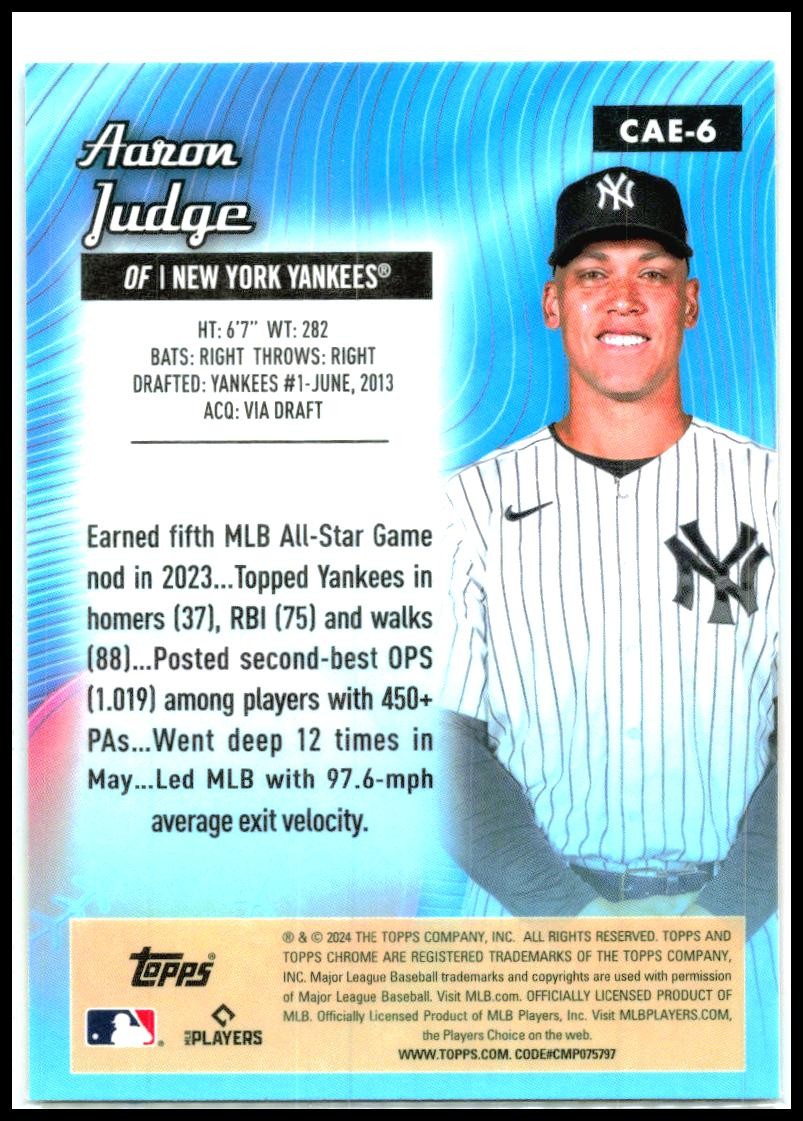 2024 Topps Chrome Chrome All-Etch #CAE-6 Aaron Judge New York Yankees