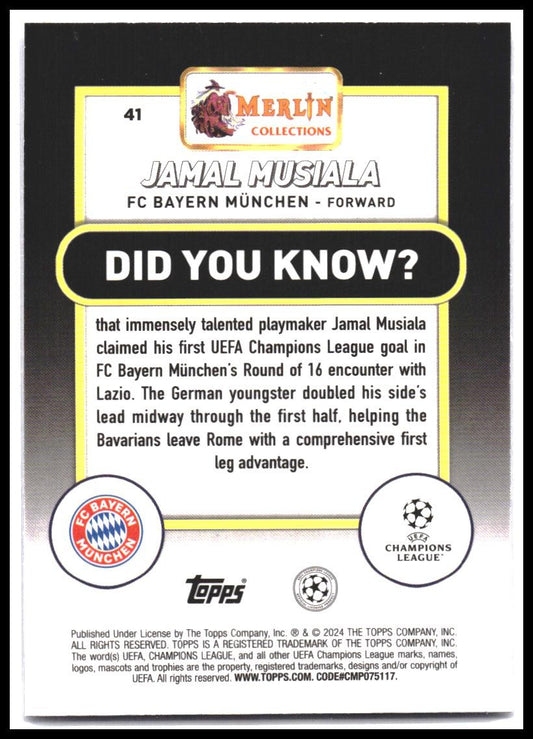 2023-24 Merlin UEFA Club Competitions #41 Jamal Musiala