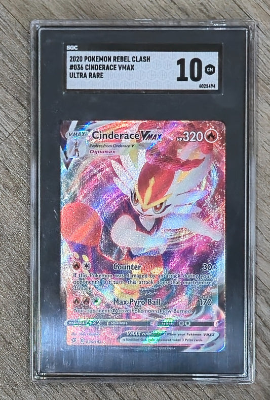Cinderace VMAX 036/192 Rebel Clash Ultra Rare Full Art Pokemon - Graded SGC 10