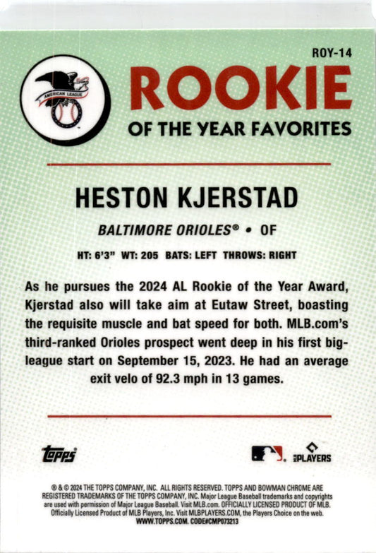 2024 Bowman Rookie of the Year Favorites #ROY-14 Heston Kjerstad Orioles