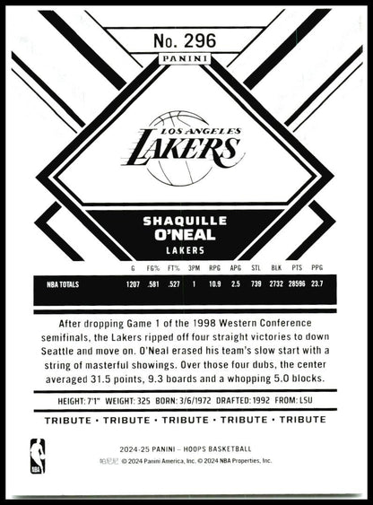 2024-25 Hoops #296 Shaquille O'Neal Los Angeles Lakers