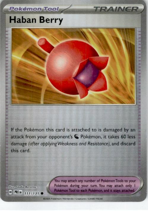 Haban Berry 111/131 Poke Ball Reverse Holo Prismatic Evolutions #
