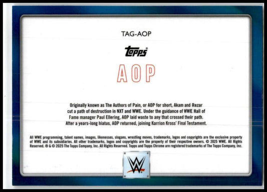2025 Topps Chrome WWE Tag Team #TAG-AOP Rezar / Akam Rock Island Wapellos