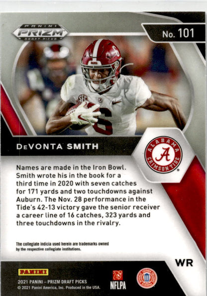 2021 Panini Prizm Draft Picks Collegiate #101 DeVonta Smith  Alabama / Eagles