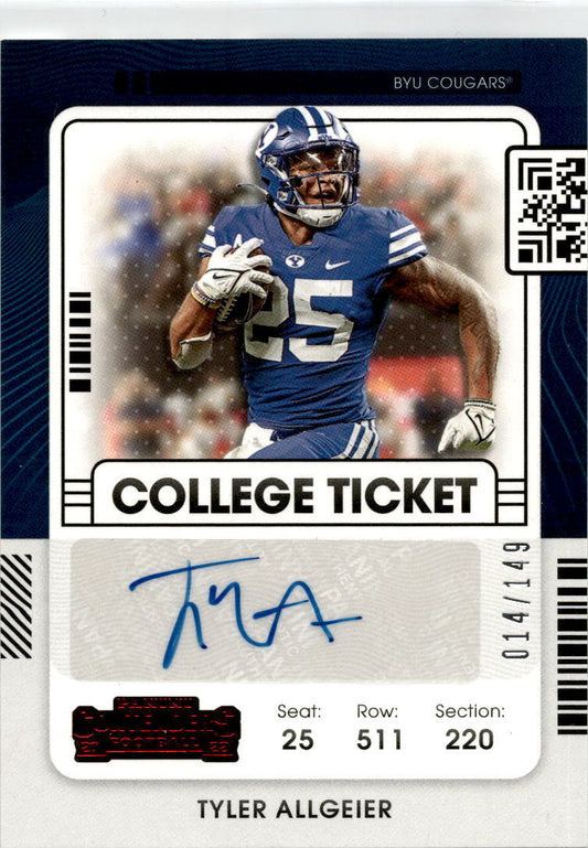 2022Contenders Draft Picks College #CCT-TAL Tyler Allgeier Auto Falcons 014/149