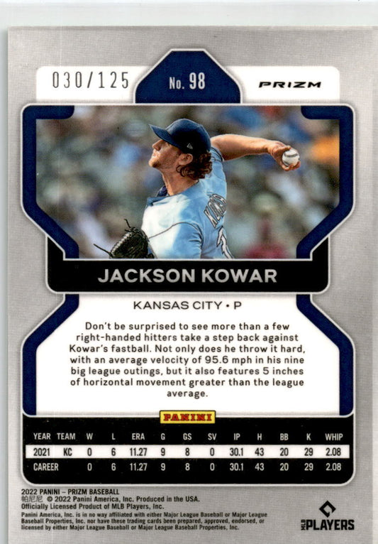 2022 Panini Prizm Green /125 #98 Jackson Kowar Rookie Kansas City Royals