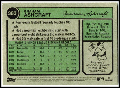 2023 Topps Heritage #383 Graham Ashcraft Rookie Cincinnati Reds