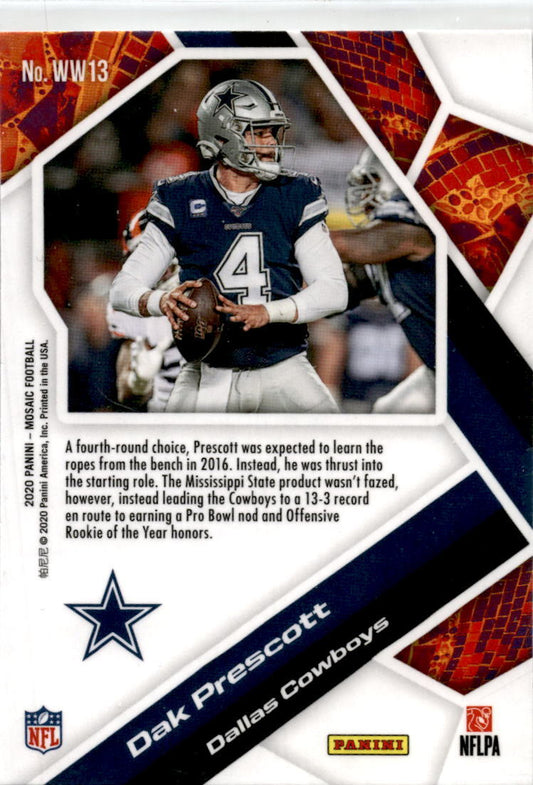 2020 Panini Mosaic Will to Win #WW13 Dak Prescott Dallas Cowboys.