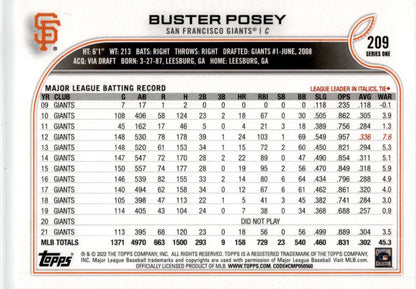 2024 Topps photo variation #209 Buster Posey San Francisco Giants