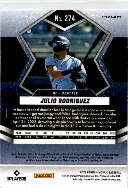 2022 Mosaic Green Prizm  #274 Julio Rodriguez RC Seattle