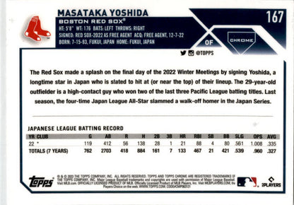 2023 Topps Chrome #167 Masataka Yoshida Rookie Boston Red Sox