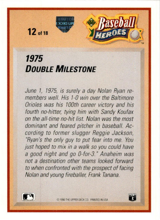 1991 Upper Deck Baseball Heroes: Nolan Ryan #12 Nolan Ryan California Angels