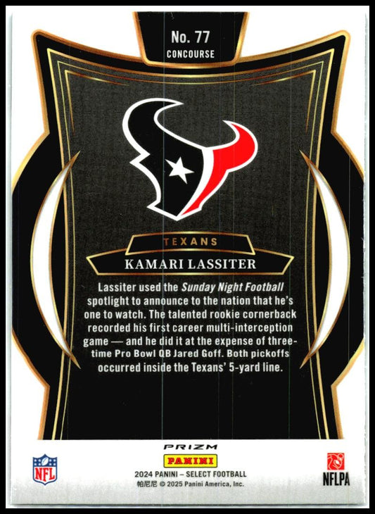 2024 Panini Select Black & Red Prizm Shock #77 Kamari Lassiter Rookie Houston