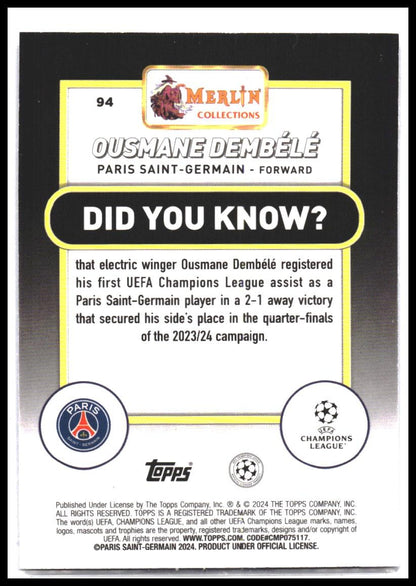 2023-24 Merlin UEFA Club Competitions #94 Ousmane Dembélé
