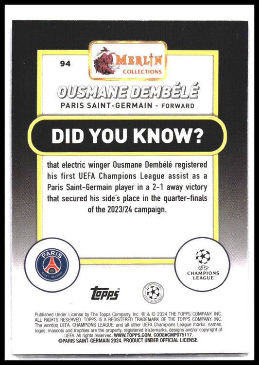 2023-24 Merlin UEFA Club Competitions #94 Ousmane Dembélé