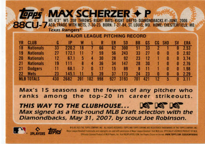 2023 Topps Chrome Update 1988 Topps 35th Anniversary #88CU-7 Max Scherzer