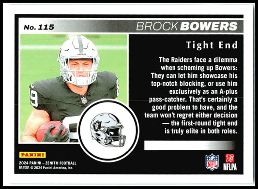 2024 Panini Zenith Two Minute Drill #115 Brock Bowers Rookie Las Vegas Raiders