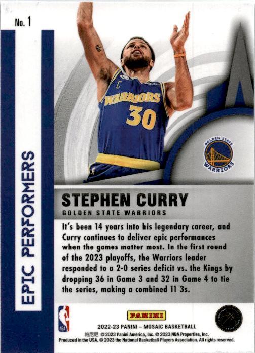 2023-24 Mosaic Epic Performers #1 Stephen Curry Golden State Warriors
