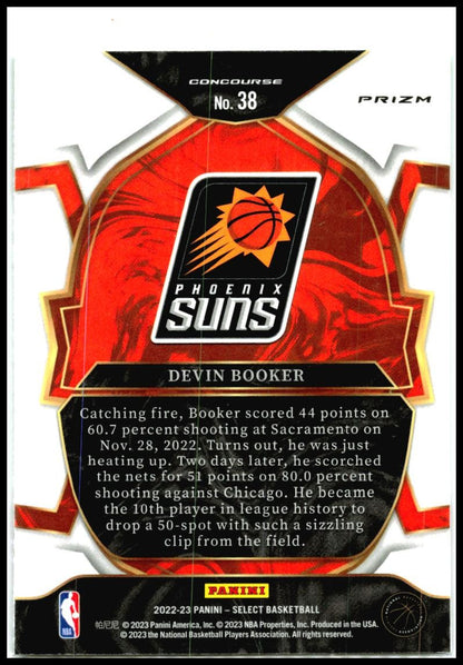 2022-23 Panini Select Green White Purple Prizms #38 Devin Booker Phoenix Suns