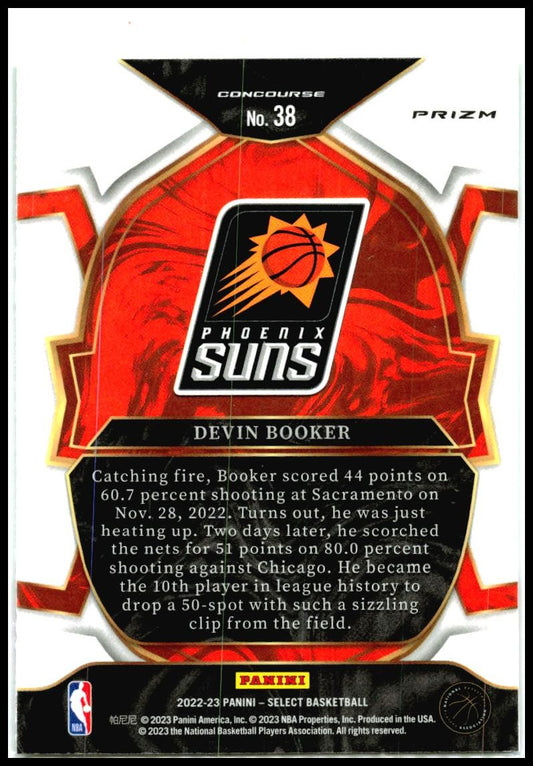 2022-23 Panini Select Green White Purple Prizms #38 Devin Booker Phoenix Suns