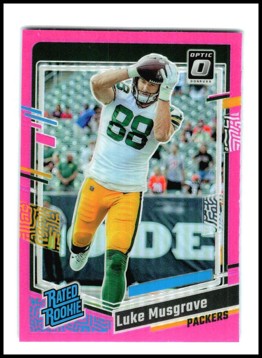 2023 Donruss Optic Pink #241 Luke Musgrave Rookie Green Bay Packers