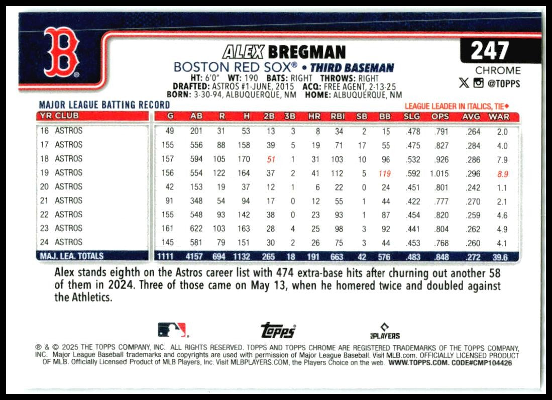 2025 Topps Logofractor #583 Alex Bregman Boston Red Sox