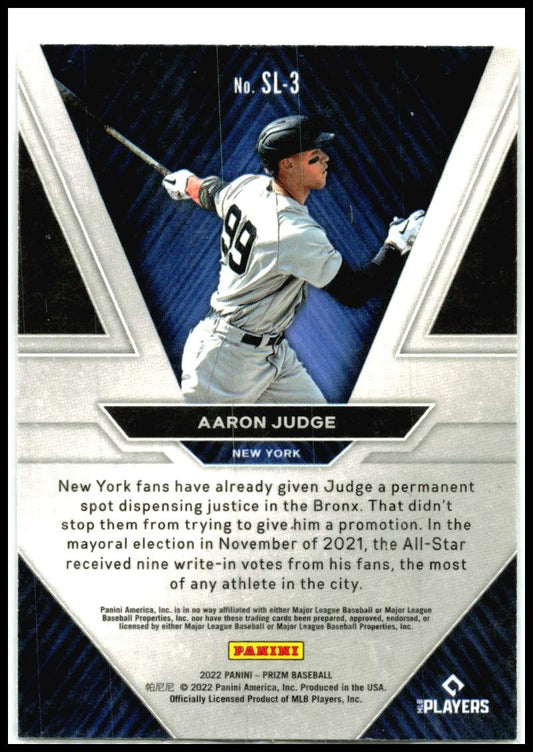 2022 Panini Prizm Sluggers #SL-3 Aaron Judge New York Yankees
