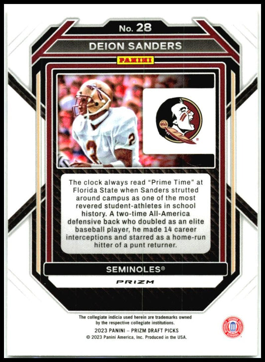 2023 Panini Prizm Draft Picks Gold Ice #28 Deion Sanders Falcons