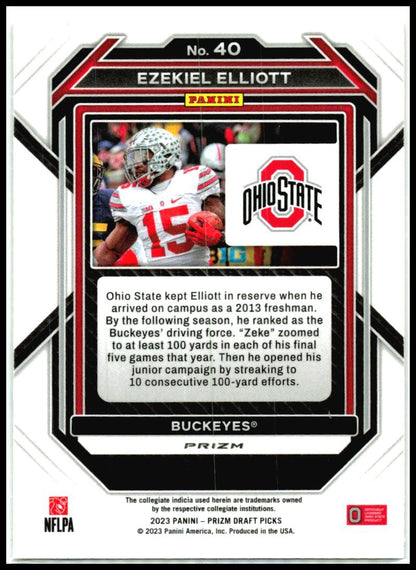2023 Panini Prizm Draft Picks Prizms Gold Ice #40 Ezekiel Elliott Dallas