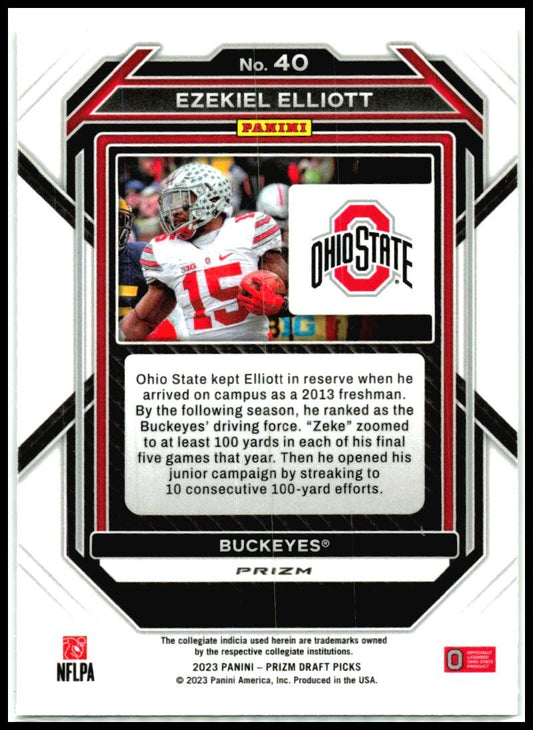2023 Panini Prizm Draft Picks Prizms Gold Ice #40 Ezekiel Elliott Dallas