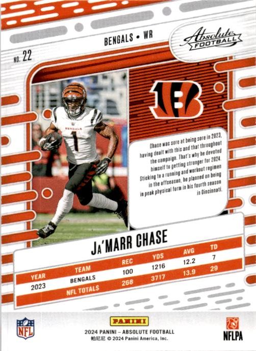 2024 Panini Absolute #22 Ja'Marr Chase Cincinnati Bengals