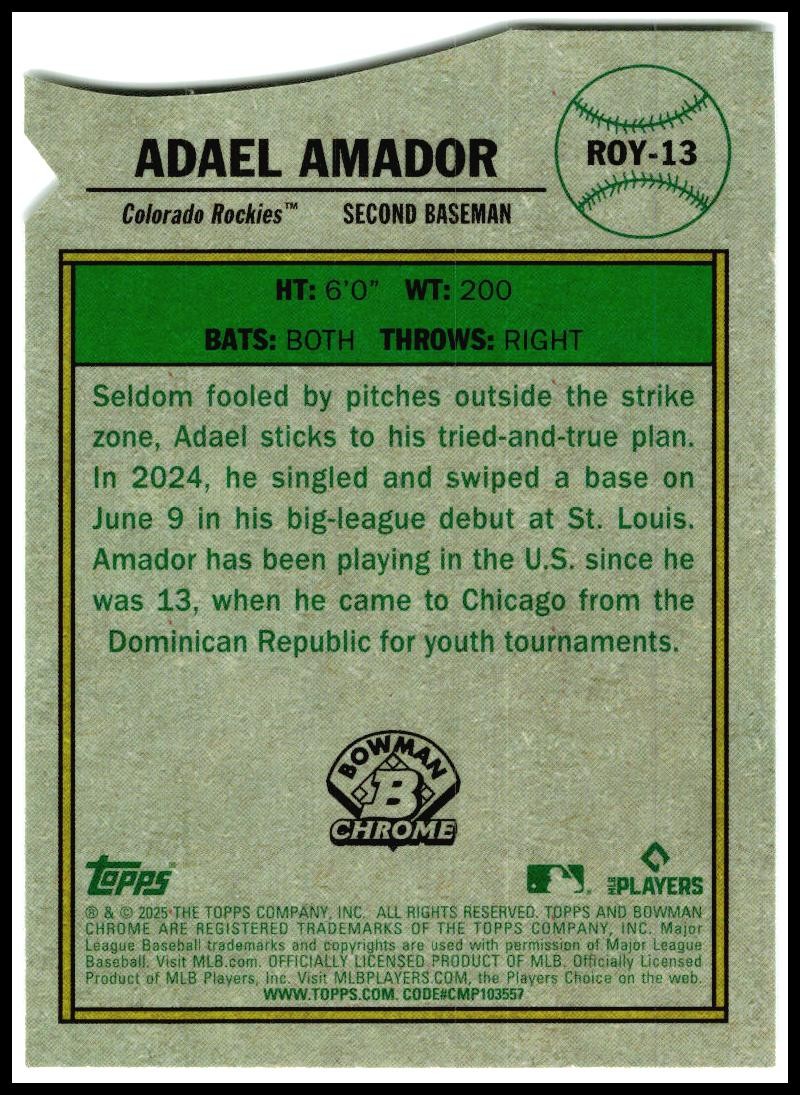 2025 Bowman Mojo Rookie of the Favorites #ROY-13 Adael Amador Rockies