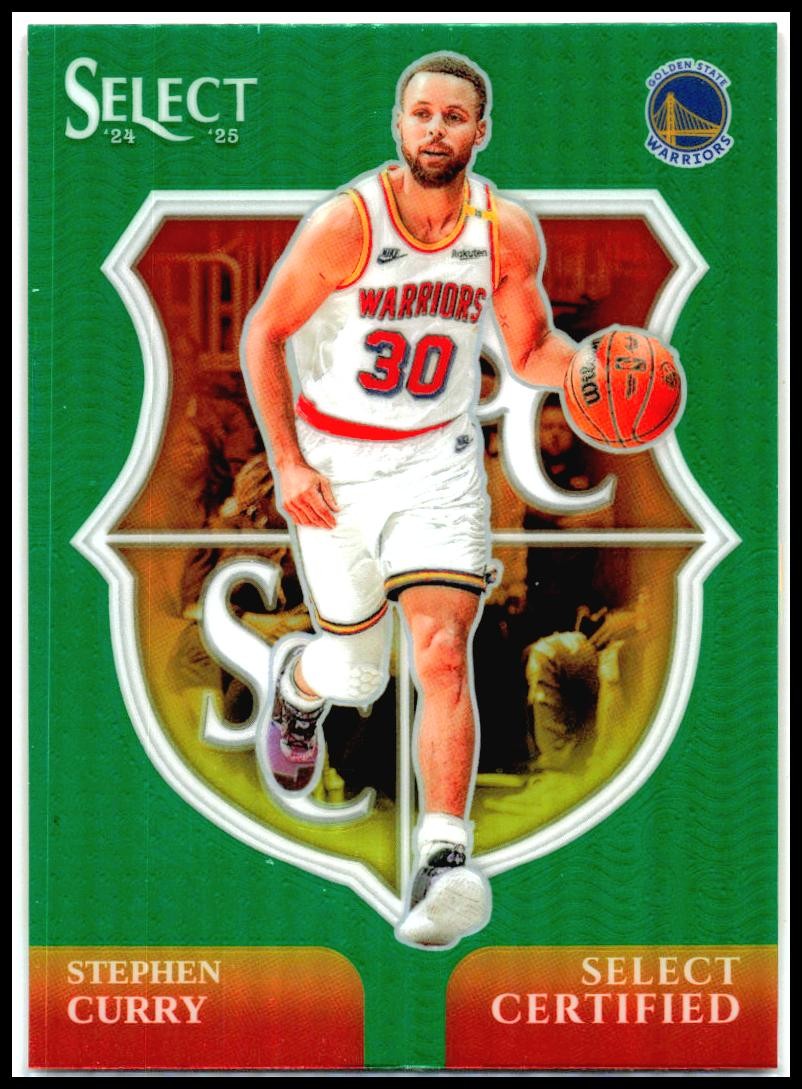 2024-25 Panini Select Select Certified Green Prizms #9 Stephen Curry Warriors