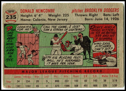 1956 Topps #235 Don Newcombe Brooklyn Dodgers