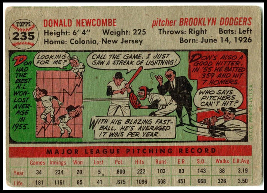 1956 Topps #235 Don Newcombe Brooklyn Dodgers