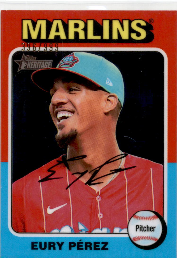 2024 Topps Heritage Chrome #374 Eury Pérez #/999 Miami Marlins