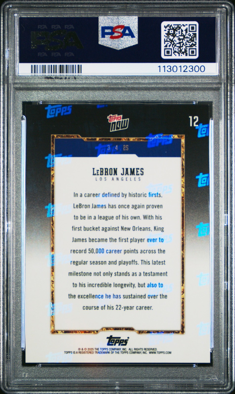 2024 Topps Now #12 Lebron James LA Lakers PSA 10