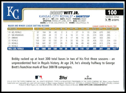 2025 Topps #100 Bobby Witt Jr. Kansas City Royals