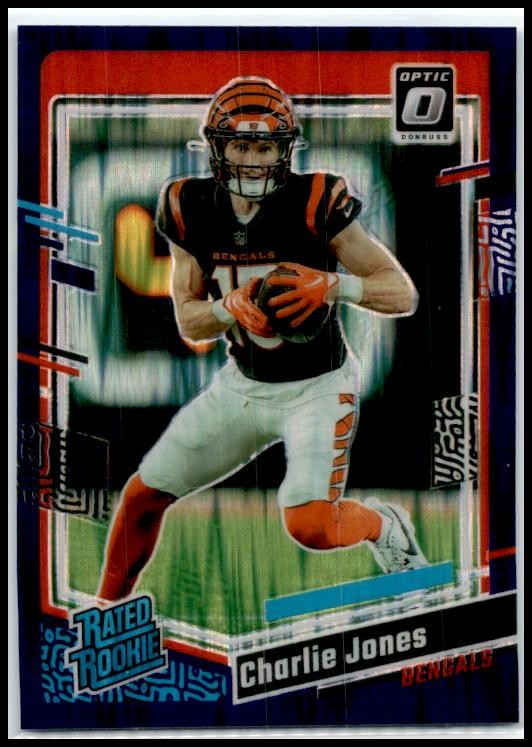 2023 Donruss Optic Purple Shock #223 Charlie Jones Rookie Cincinnati Bengals