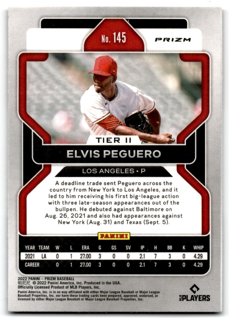 2022 Panini Prizm Red/White/Blue Elvis Peguero Los Angeles Angels #145