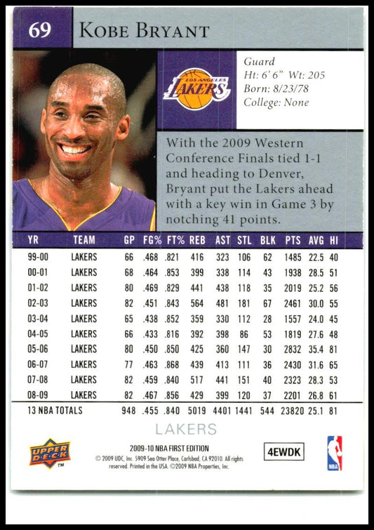 2009-10 Upper Deck First Edition #69 Kobe Bryant Los Angeles Lakers
