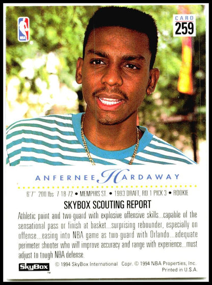 1993-94 SkyBox Premium #259 Anfernee Hardaway Rookie Orlando Magic