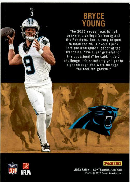 2023 Panini Contenders Rookie Stallions #3 Bryce Young Carolina Panthers