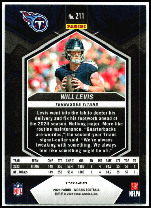 2024 Panini Mosaic Mosaic #211 Will Levis Tennessee Titans